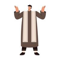 Priest with hands up praising vector