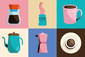 coffee drinks and hand vector