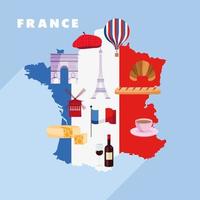 france map with icons vector
