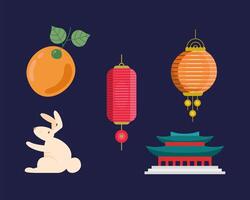 objects of happy chuseok vector