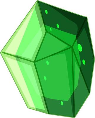 Green crystal with sparkle isolated