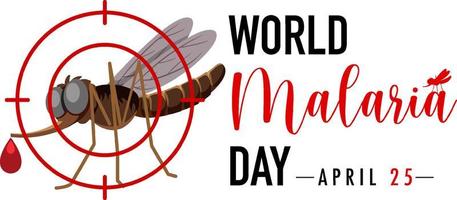 World Malaria Day logo or banner with mosquito sign vector