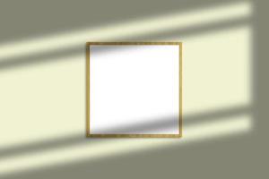 maqueta de marco de fotos de madera cuadrada con superposición de sombras y fondo de color pastel