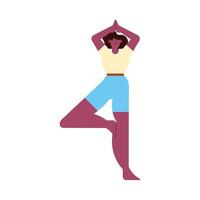 afro girl practicing yoga vector