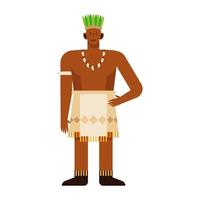 indigenous man with traditional clothes vector