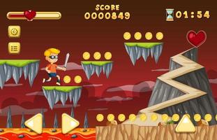 Lava Cave Platformer Game template vector