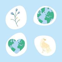 four peace icons vector