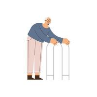 Old man with walker vector