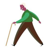 abuelo caminando personaje vector