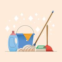 bucket and household icons vector