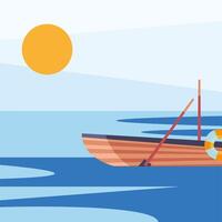 wood rowboat design vector