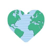 earth with heart shape vector