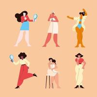 six girls self care vector