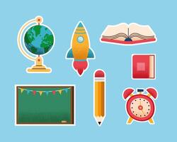 seven school supplies vector