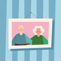 abuelos en la foto vector