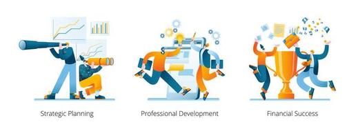 The concept of an illustration on the topic of mobile application development. A set of vector images.