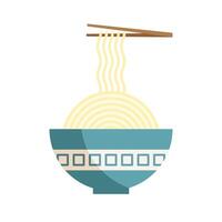 japanese spaguetis with chopsticks vector