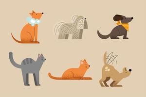 six washing pets icons vector
