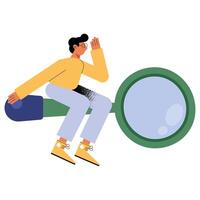 man on loupe vector