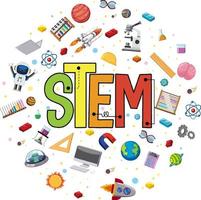 Colourful STEM education logo with learning elements vector