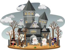 Haunted house with grey sky vector