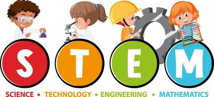 Colourful STEM education text icon vector