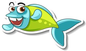 Sea Animal Cartoon Sticker with Cute Fish vector