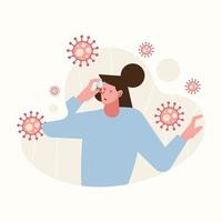 lady with inhaler vector