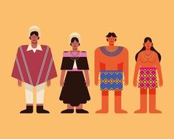 indigenous people with traditional cloth vector