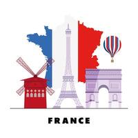 map france and landmarks vector