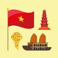 vietnam culture four icons vector