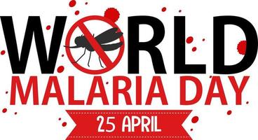 Stop Malaria logo or banner with mosquito on world map background vector