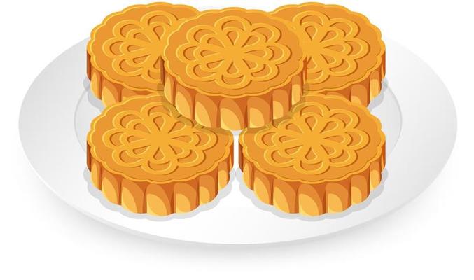 Pile of mooncakes on white plate