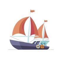 sailing yacht with floats vector