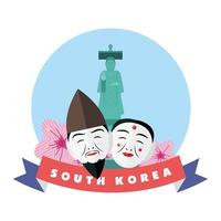 south korean couple faces vector