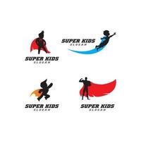 niños simples superhéroe icono vector logo