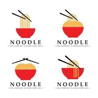 una colección de inspiración para logotipos de fideos. plantilla de diseño de tazón y comida china. Ilustración de concepto retro vector