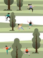 athletes in the park vector