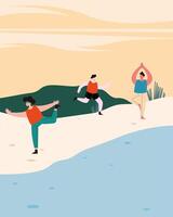 athletes on the beach vector