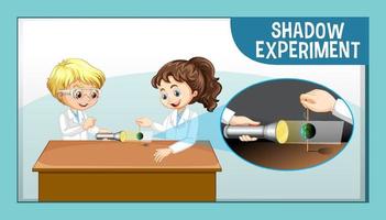 Shadow experiment with scientist kids cartoon character vector