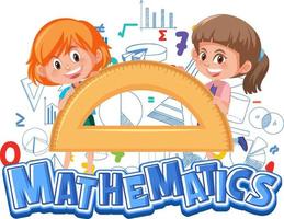 Math icon with kids and math tools vector