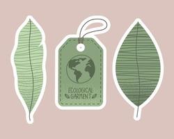 tres iconos de prendas ecológicas vector