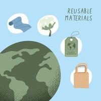 reusable materials icons vector