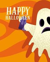 happy halloween postcard vector