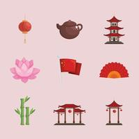 iconos tradicionales chinos vector