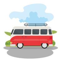 red and white travel trailer vector