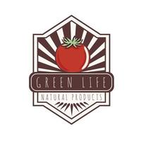 etiqueta de vida verde con tomate vector