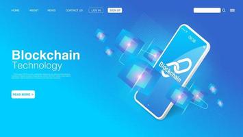 Blockchain Technology Concept. Background Landing Page Template. Vector EPS 10