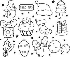 Christmas Elements Pro Vector Graphics Outline Sticker Bundle Set