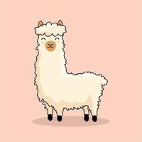 llama de pie alpaca de dibujos animados vector